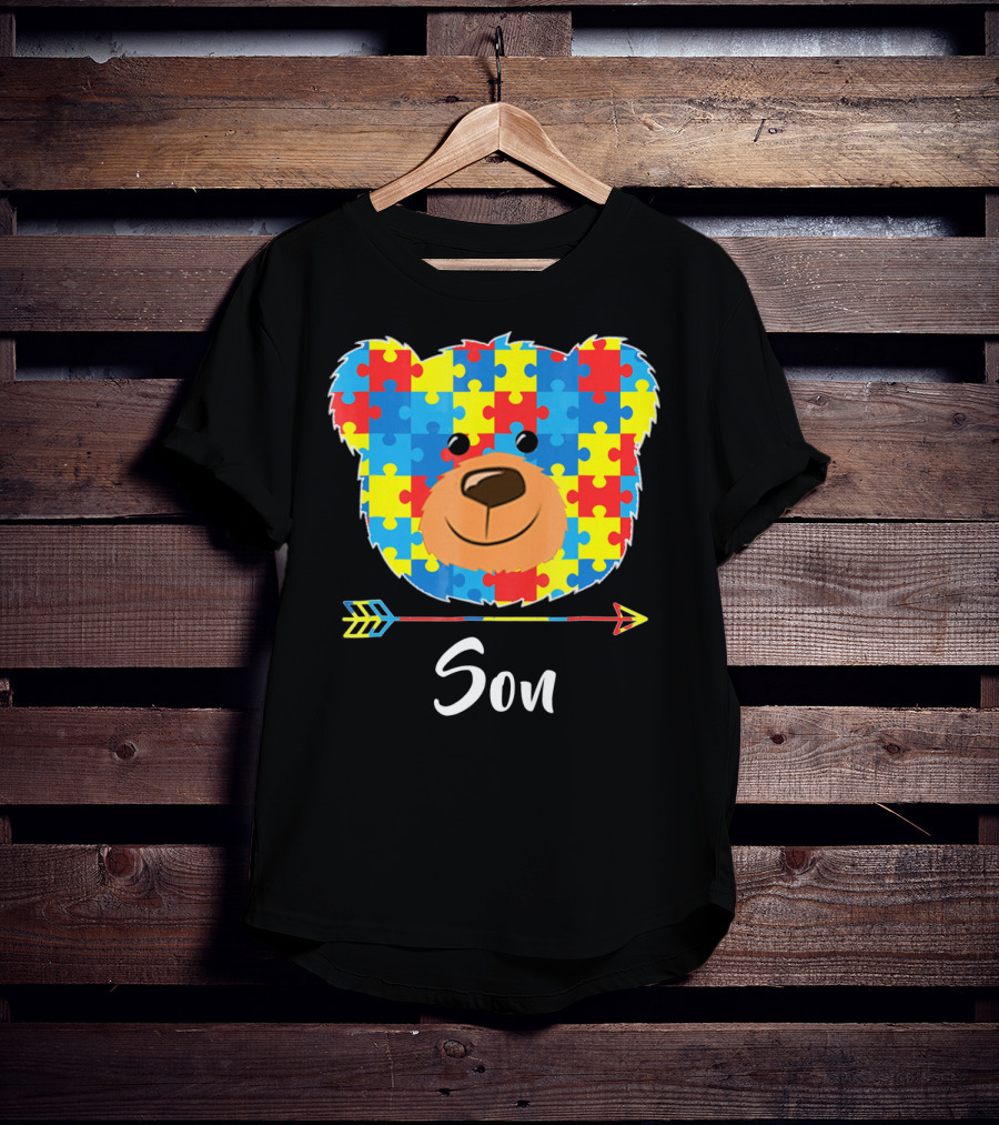 Son Bear Cute Face Puzzle Autism Awareness T-Shirt