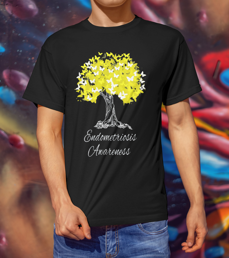 Endometriosis Awareness Butterfly Tree T-Shirt