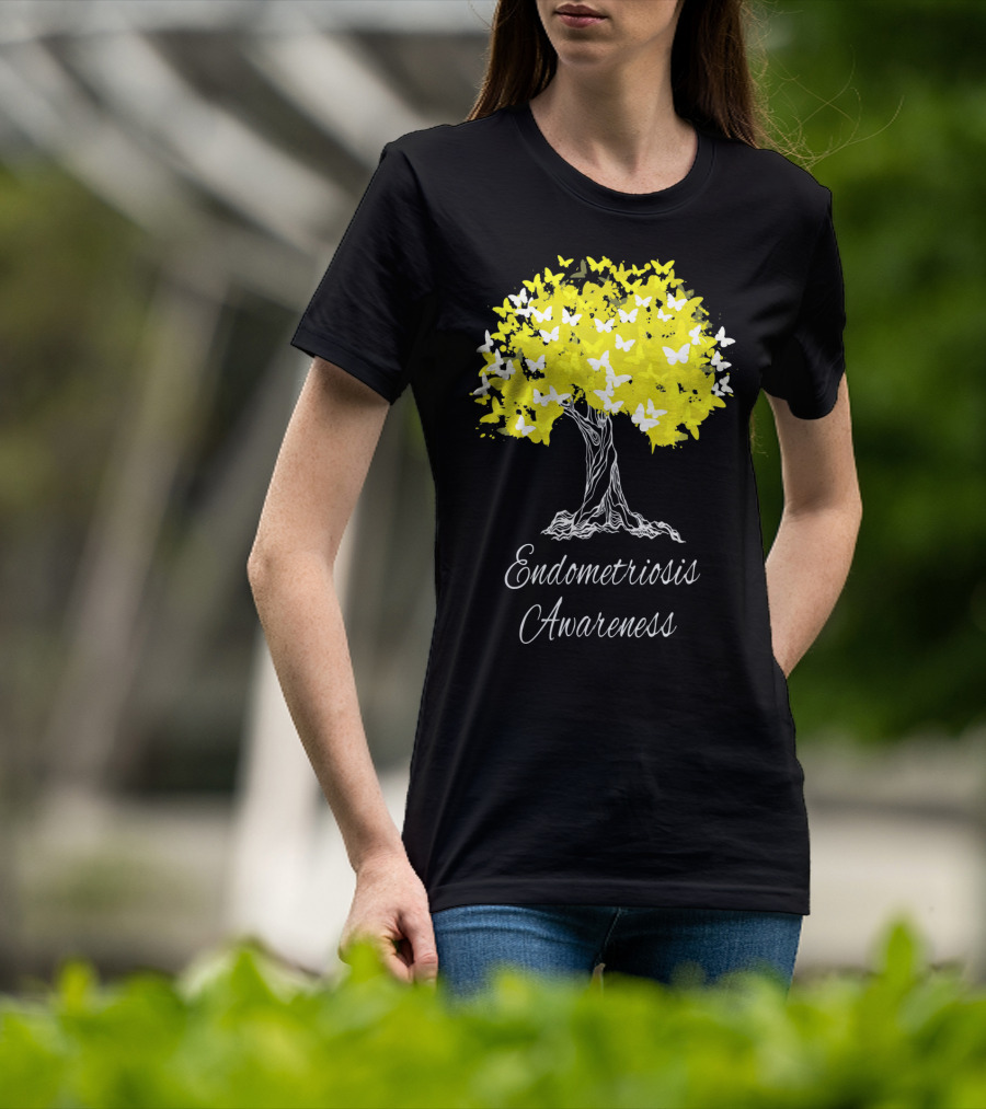 Endometriosis Awareness Butterfly Tree T-Shirt