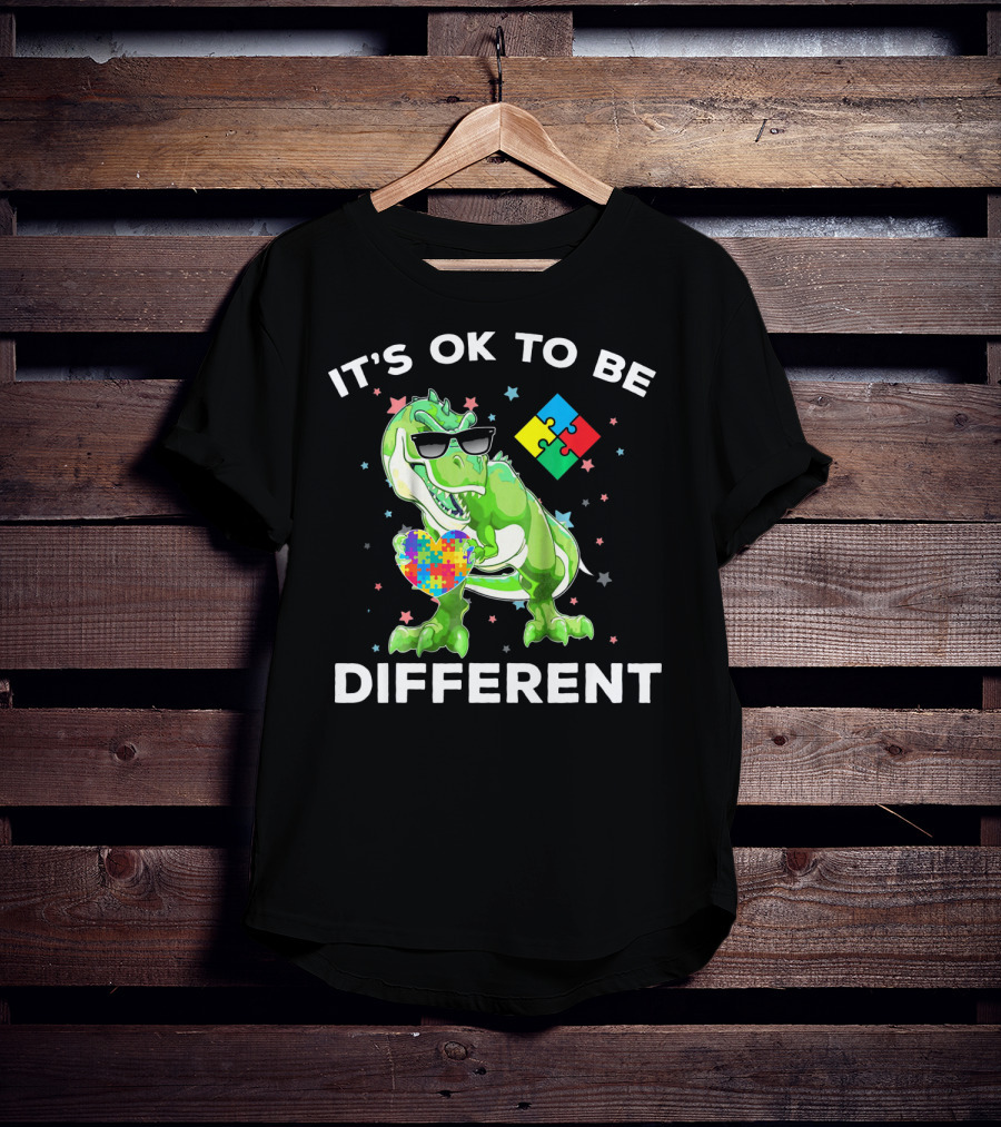 Autism Awareness REX Dinosaur It's OK To Be Different T-Shirt