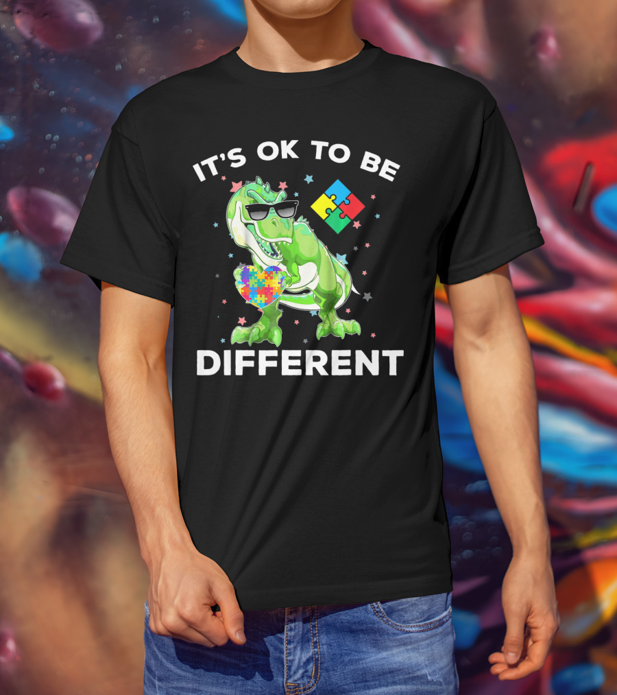 Autism Awareness REX Dinosaur It's OK To Be Different T-Shirt