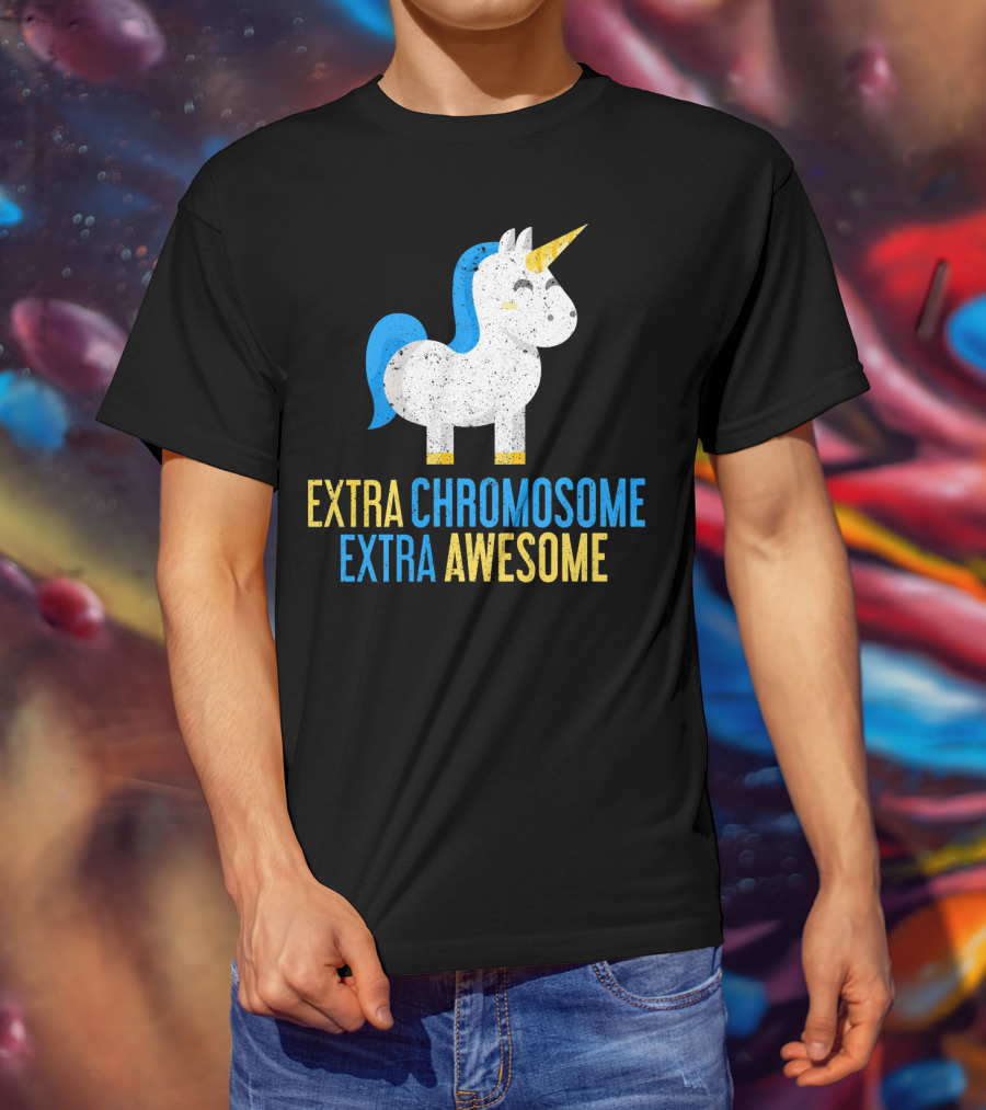 Extra Chromosome Extra Awesome Unicorn Down Syndrome Awareness T-Shirt