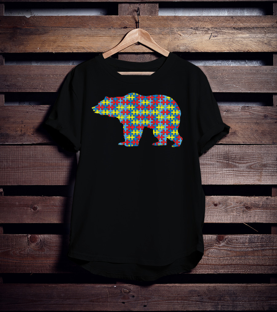 Bear Autism Awareness Kids Puzzle Pattern Mammal Animal T-Shirt