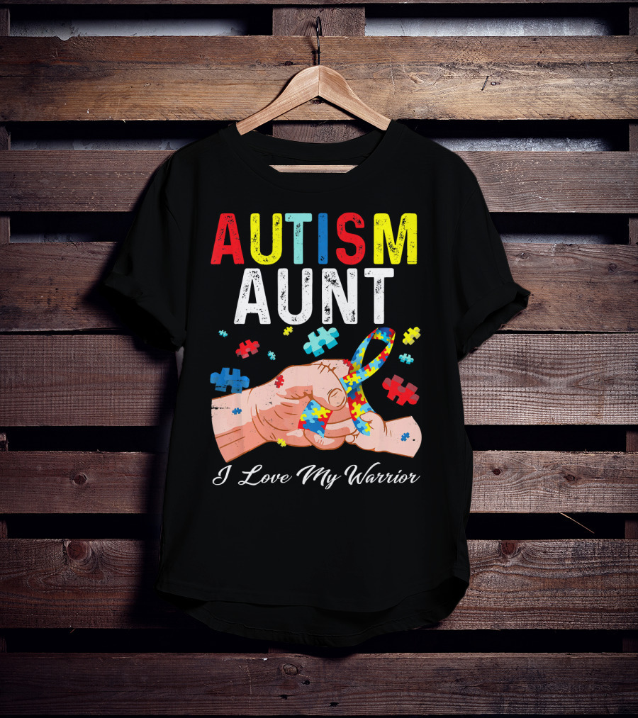 AUTISM AUNT I Love My Warrior Puzzle T-Shirt