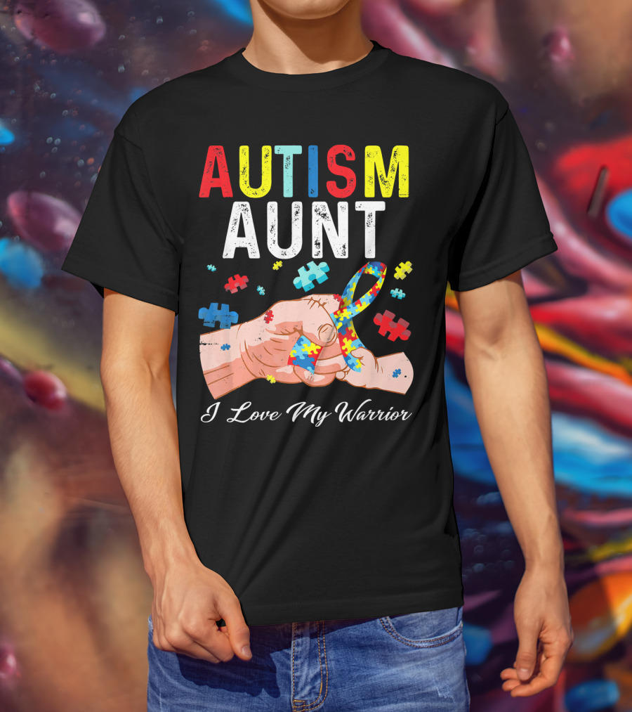 AUTISM AUNT I Love My Warrior Puzzle T-Shirt