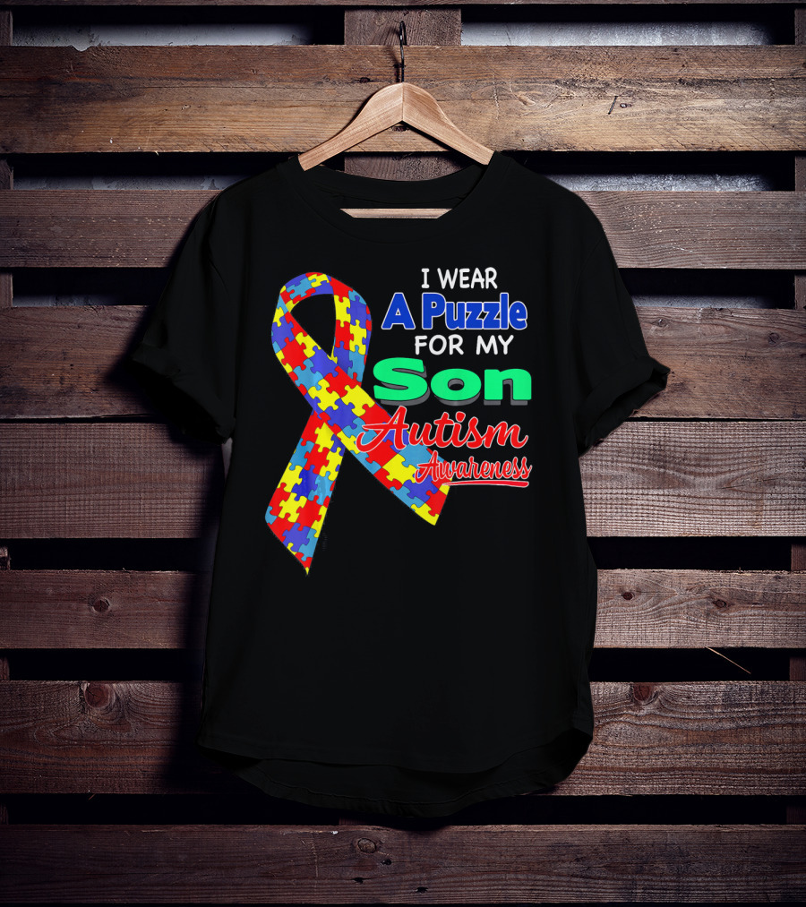 I Wear A Puzzle For My Son Autism Awareness T-Shirt