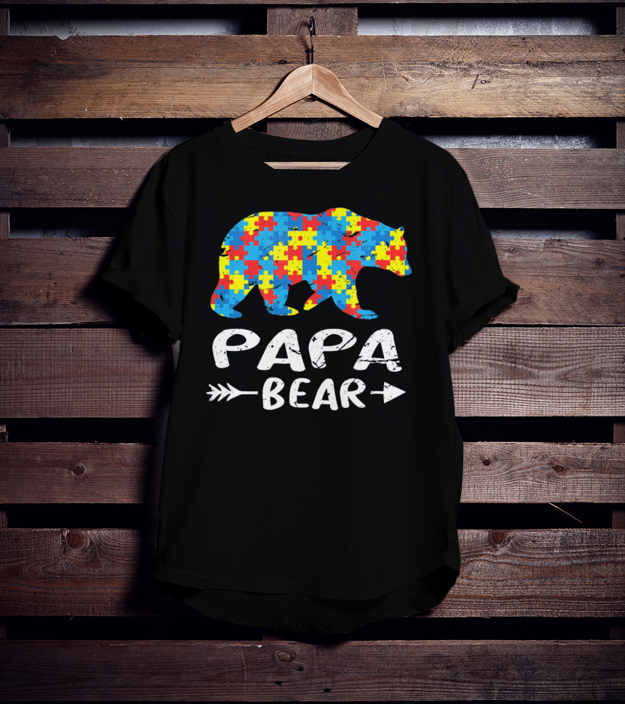 Papa Bear Autism Puzzle Spirit T-Shirt
