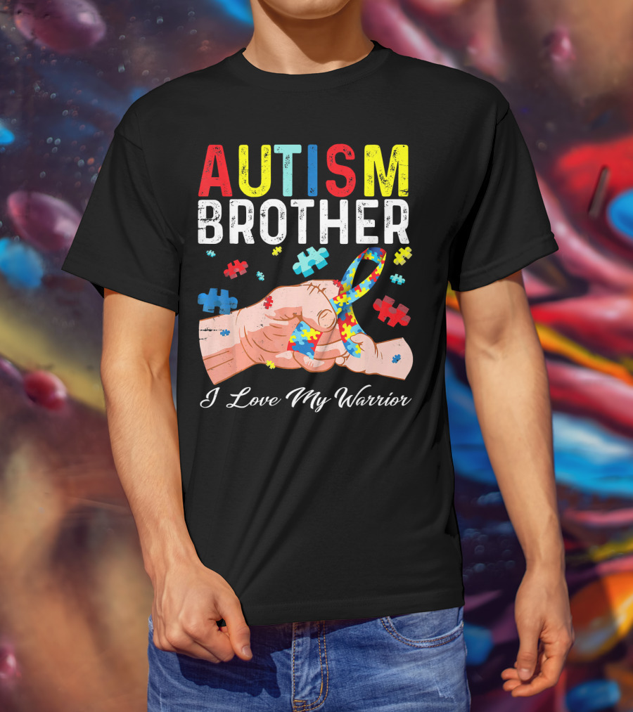 Autism Brother I Love My Warrior Puzzle T-Shirt
