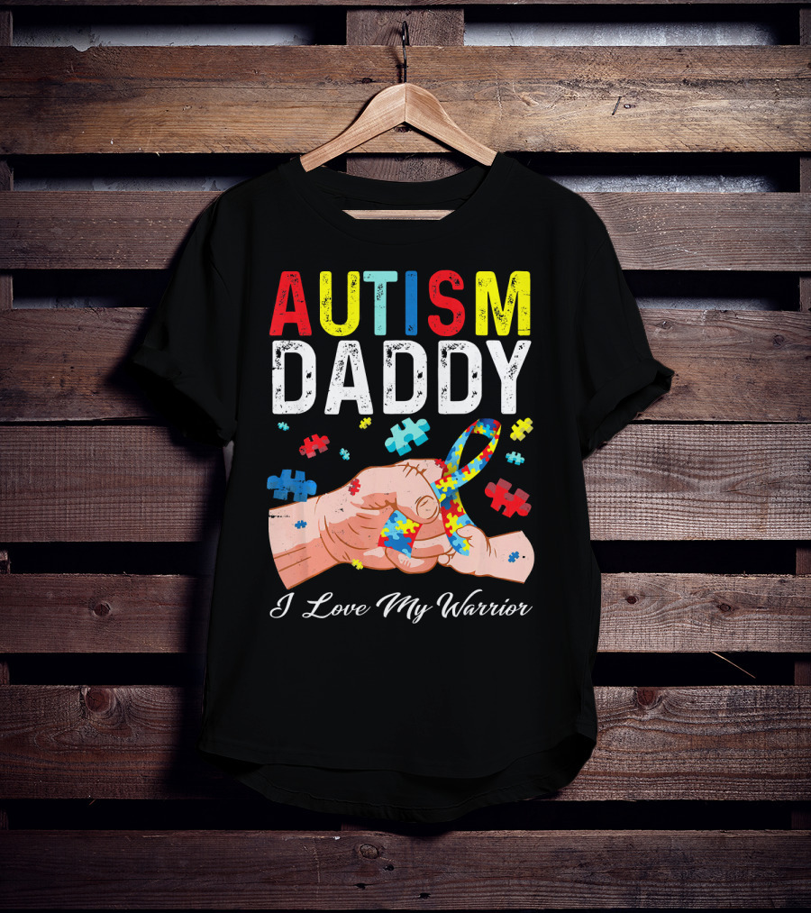 Autism Daddy I Love My Warrior Puzzle T-Shirt