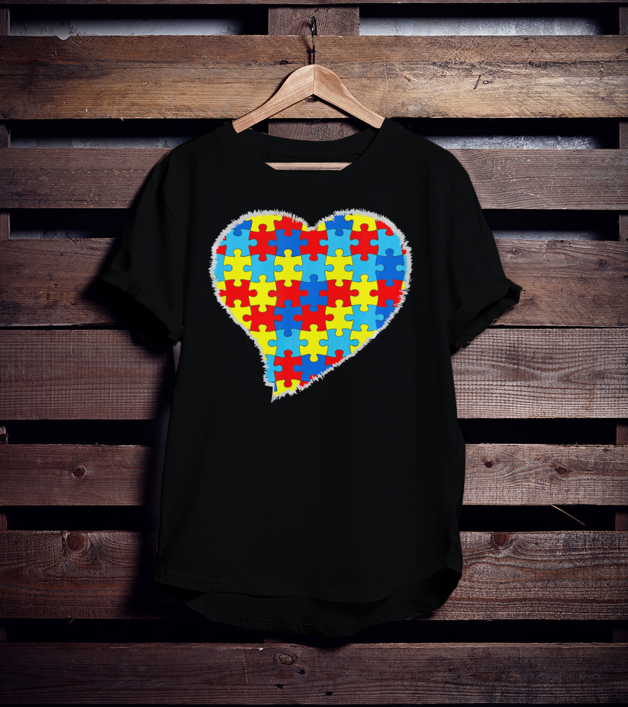 Autism Puzzle Pieces Heart Awareness T-Shirt