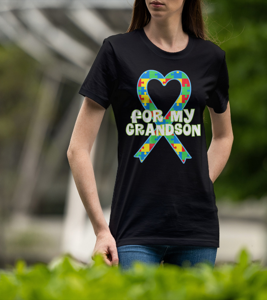 Autism Awareness Heart Puzzle For My Grandson T-Shirt