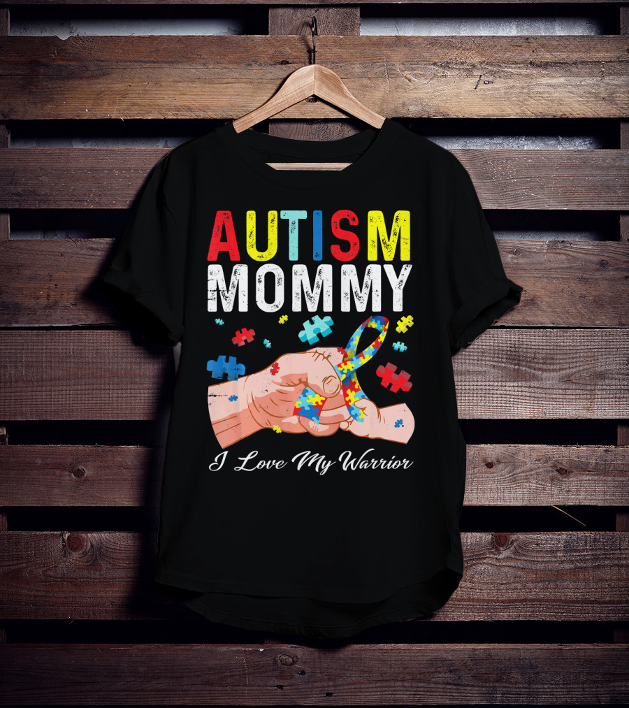 Autism Mommy I Love My Warrior Puzzle T-Shirt