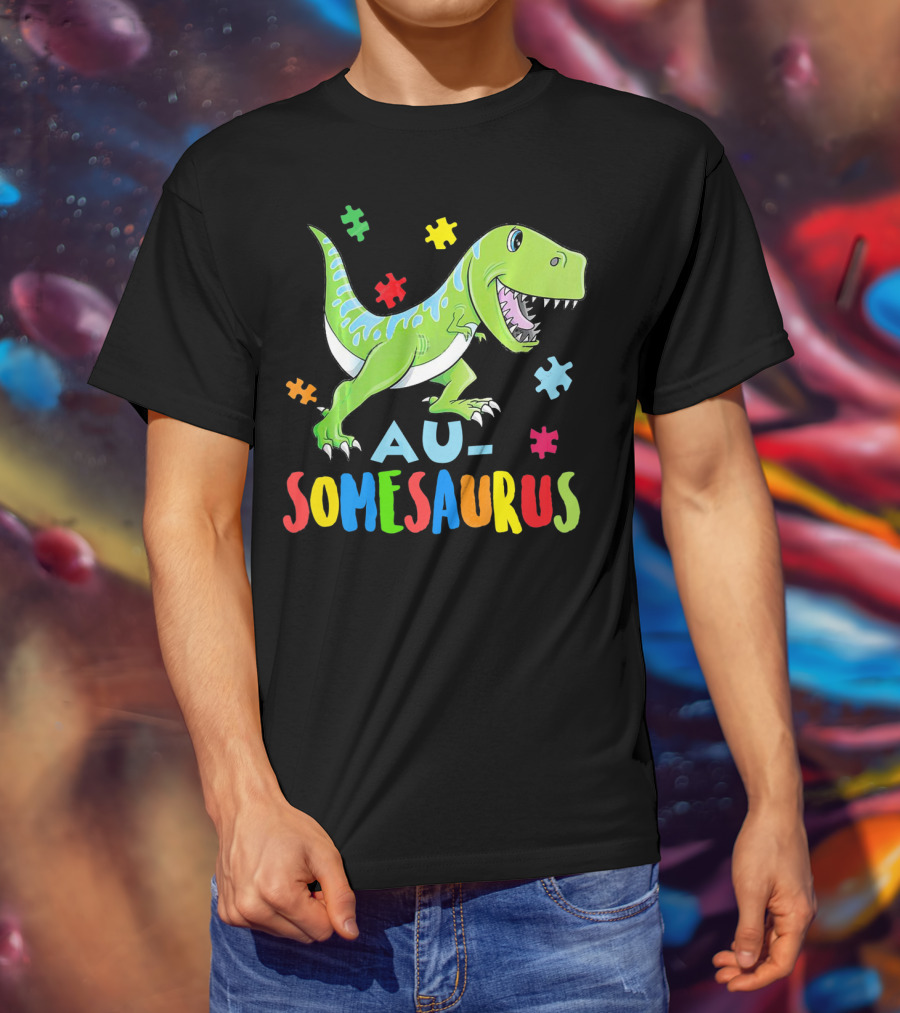 Ausomesaurus Dinosaur Autism Awareness T-Shirt