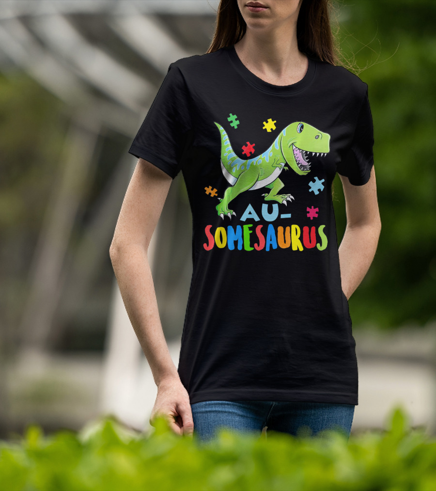 Ausomesaurus Dinosaur Autism Awareness T-Shirt