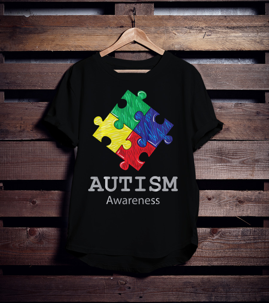 Autism Awareness Colorful Hand Drawn Puzzle Piece T-Shirt