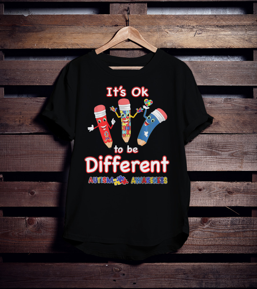 It's Ok To Be Different Autism Puzzle Piece Awareness T-Shirt