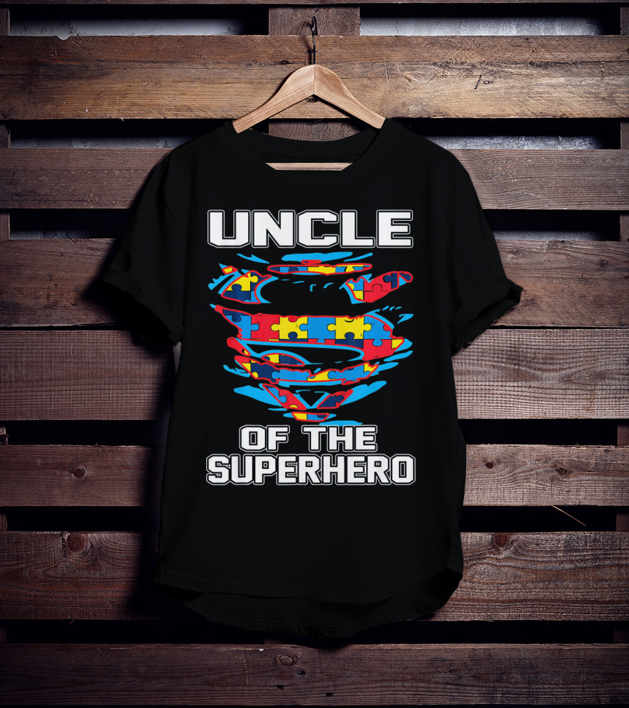 Uncle Autism Superhero Puzzle Logo Awareness T-Shirt