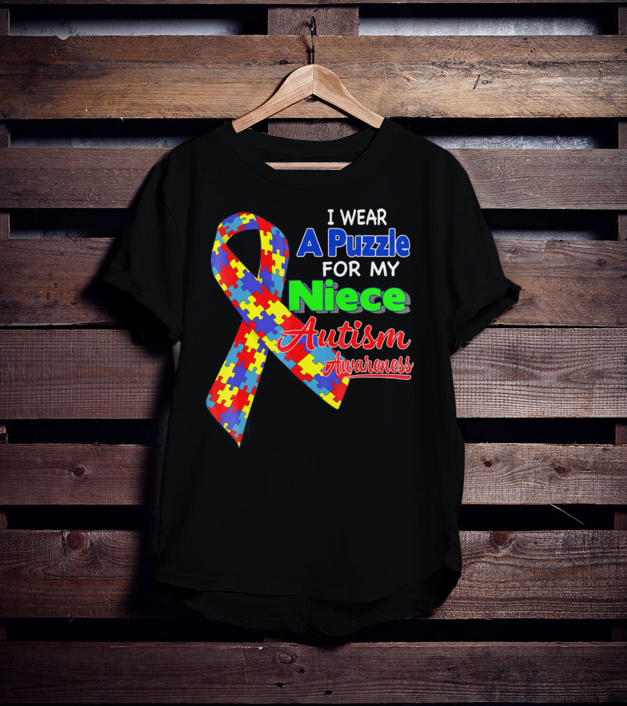 I Wear A Puzzle For My Niece Autism Awareness T-Shirt