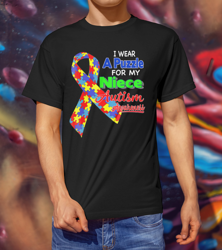 I Wear A Puzzle For My Niece Autism Awareness T-Shirt