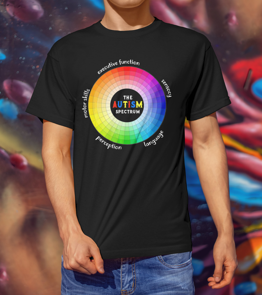 Colorful The Autism Spectrum Motor Skills Executive Function Sensory Perception Language T-Shirt