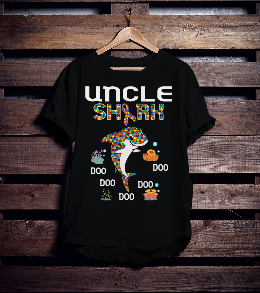 UNCLE SHARK Autism Awareness Doo Doo Doo Doo T-Shirt
