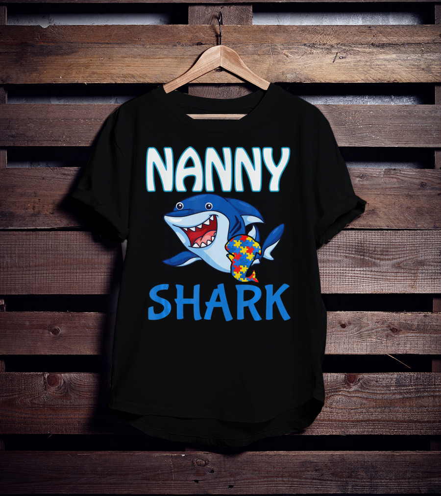 Nanny Shark Autism Awareness Puzzle Piece T-Shirt