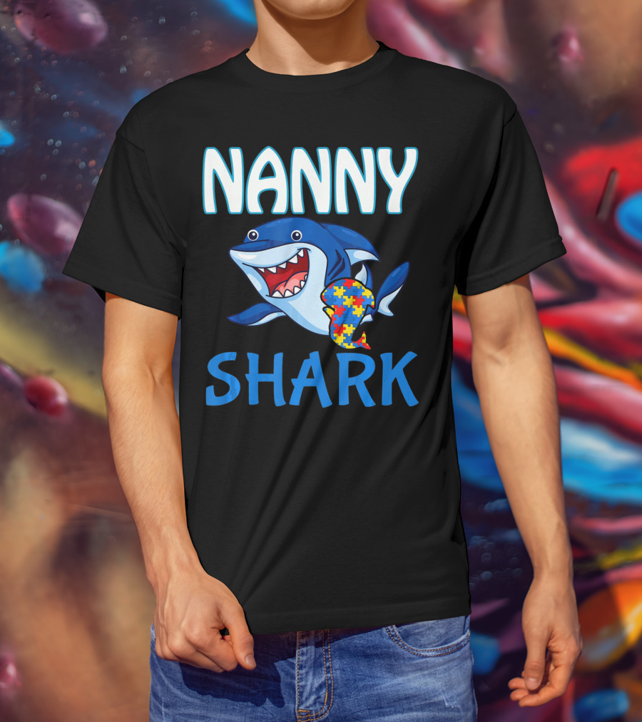 Nanny Shark Autism Awareness Puzzle Piece T-Shirt