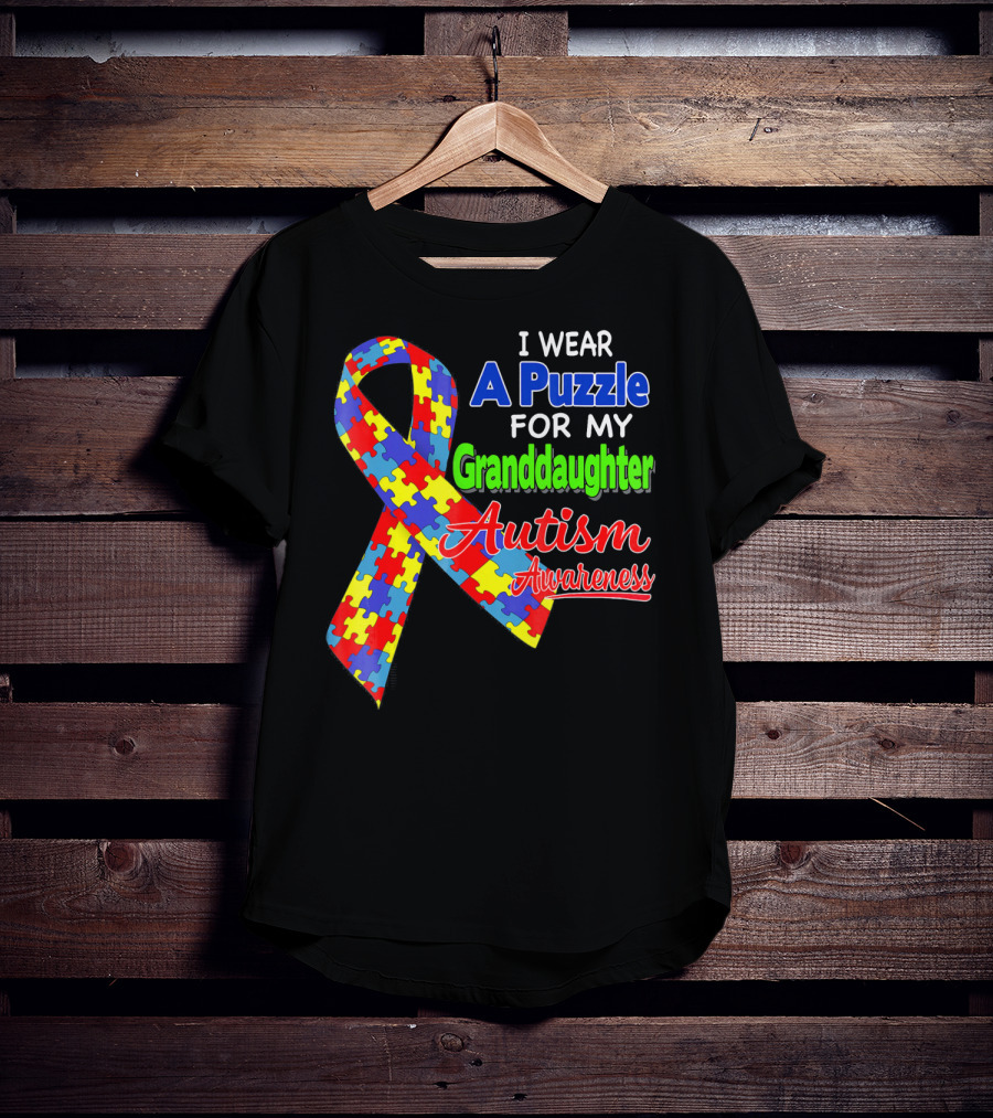 I Wear A Puzzle For My Granddaughter Autism Awareness T-Shirt