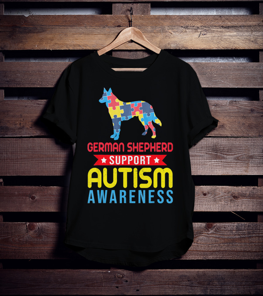 German Shepherd Puzzle Support Autism Awareness T-Shirt