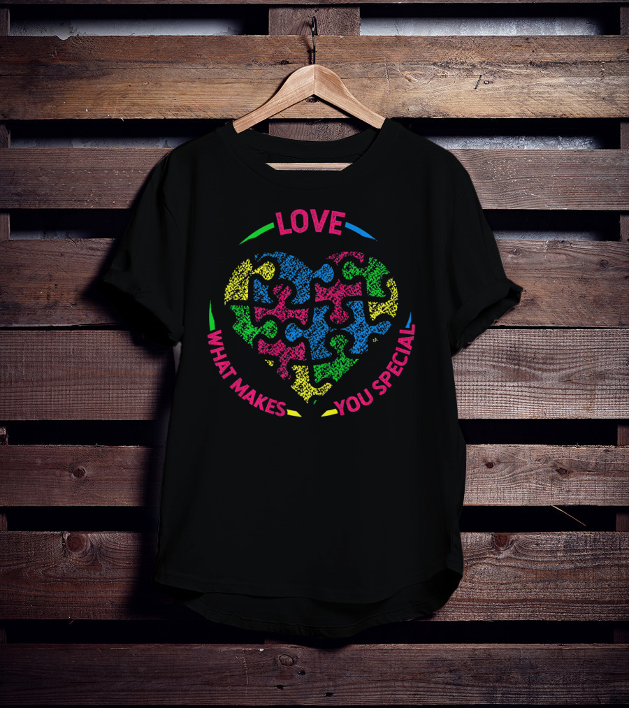 Love What Makes You Special Autism Awareness Puzzle Heart T-Shirt