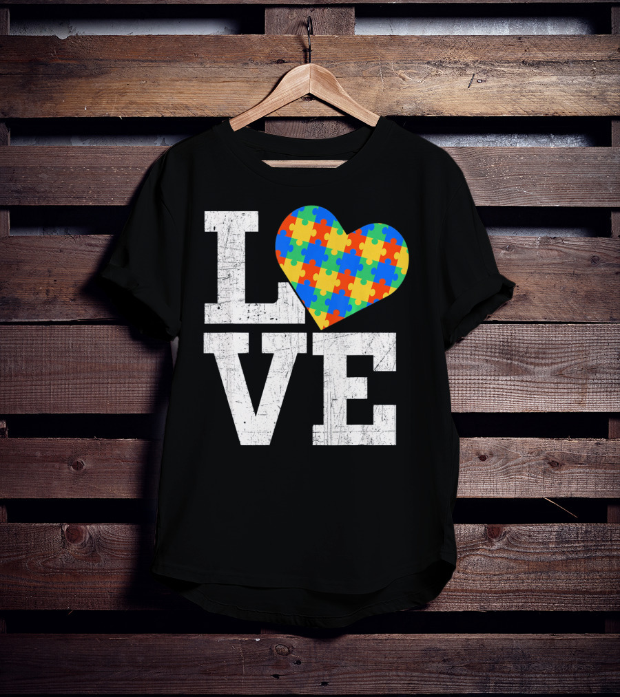Love Someone With Autism Autism Awareness Puzzle Heart T-Shirt