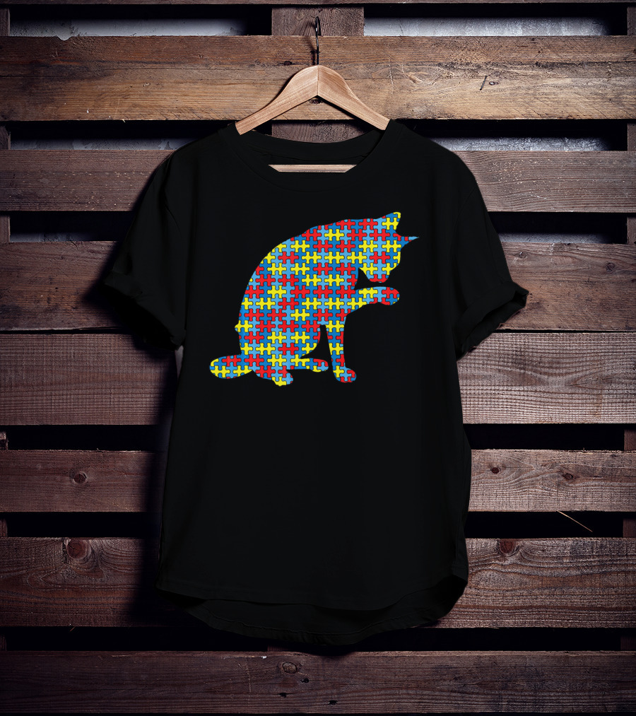 Abyssinian Autism Awareness Kitten Puzzle T-Shirt