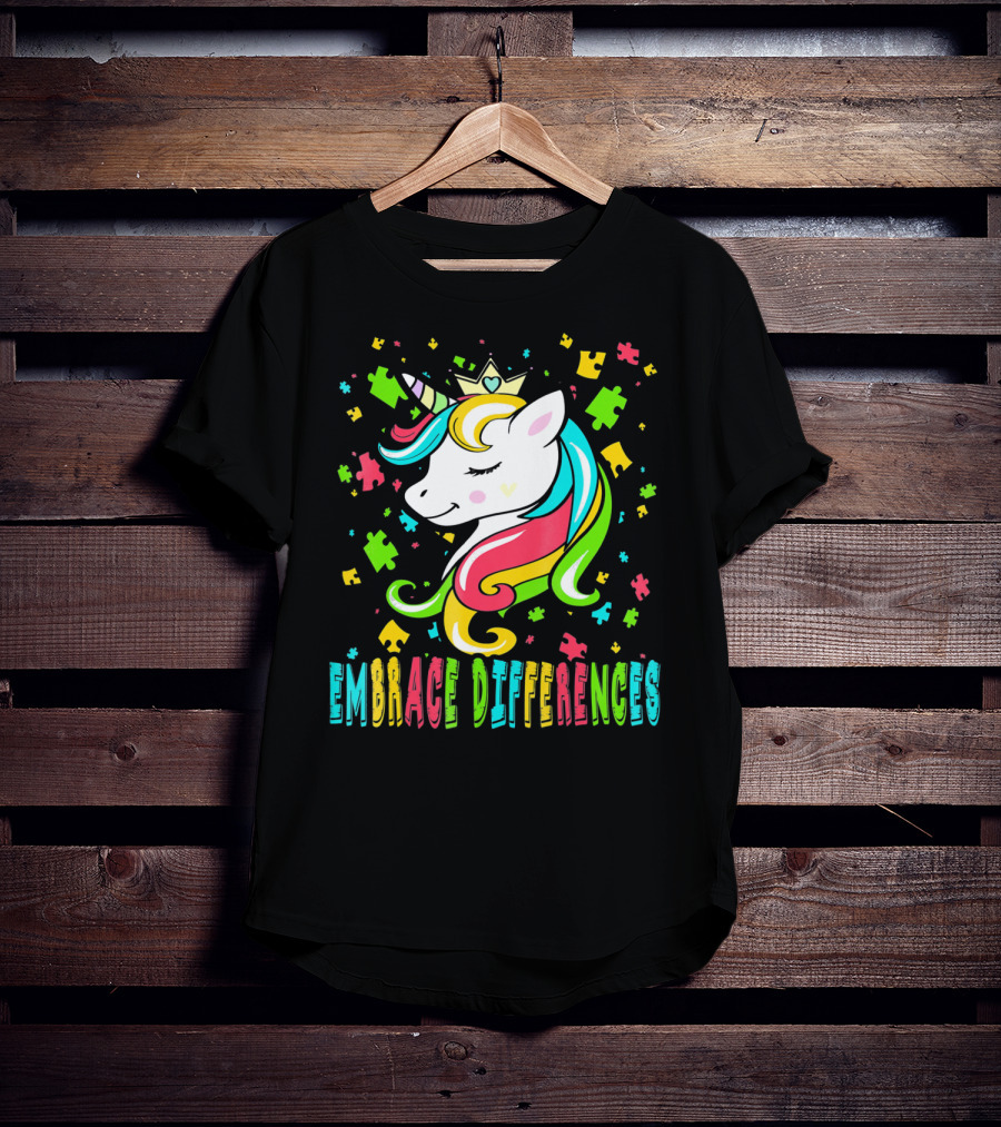 Embrace Differences Autism Awareness Unicorn T-Shirt