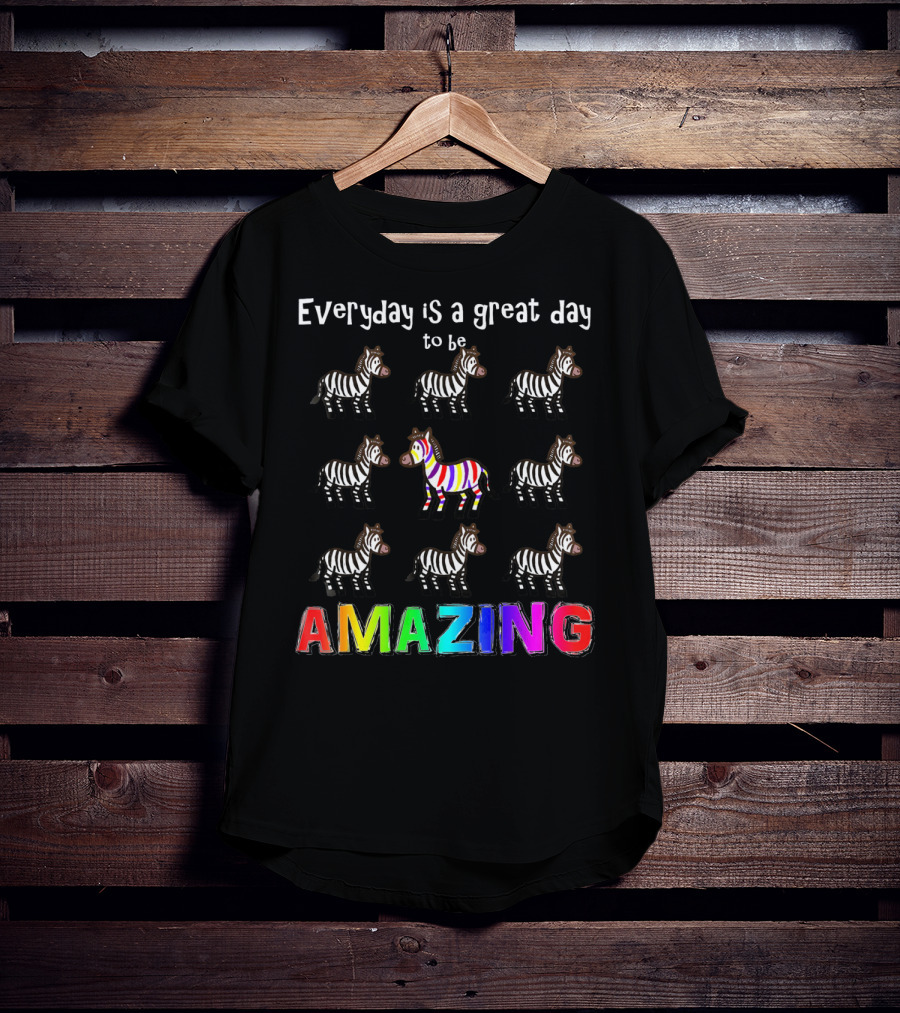 Everyday Is A Great Day To Be Amazing Rainbow Zebra T-Shirt
