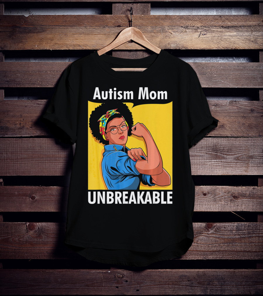 Autism Mom Unbreakable Afro Inspiring Woman Empowerment T-Shirt
