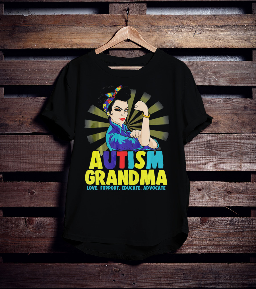 Autism Grandma Love Support Educate Advocate Retro Iconic T-Shirt