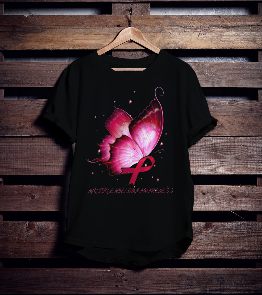 MULTIPLE MYELOMA AWARENESS Pink Butterfly T-Shirt