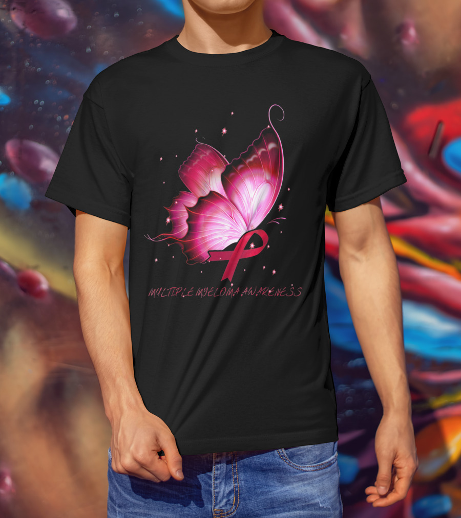 MULTIPLE MYELOMA AWARENESS Pink Butterfly T-Shirt