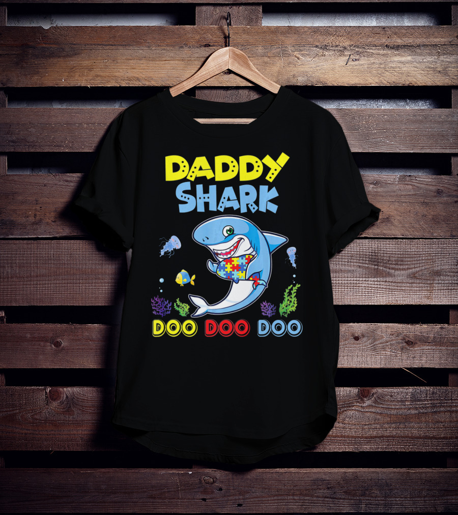 Daddy Shark Autism Doo Doo Doo Awareness T-Shirt