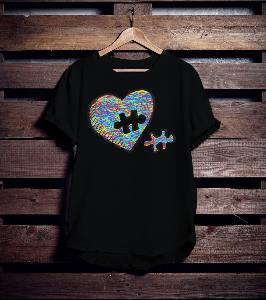 Autism Awareness Superpower Heart Puzzle Piece T-Shirt