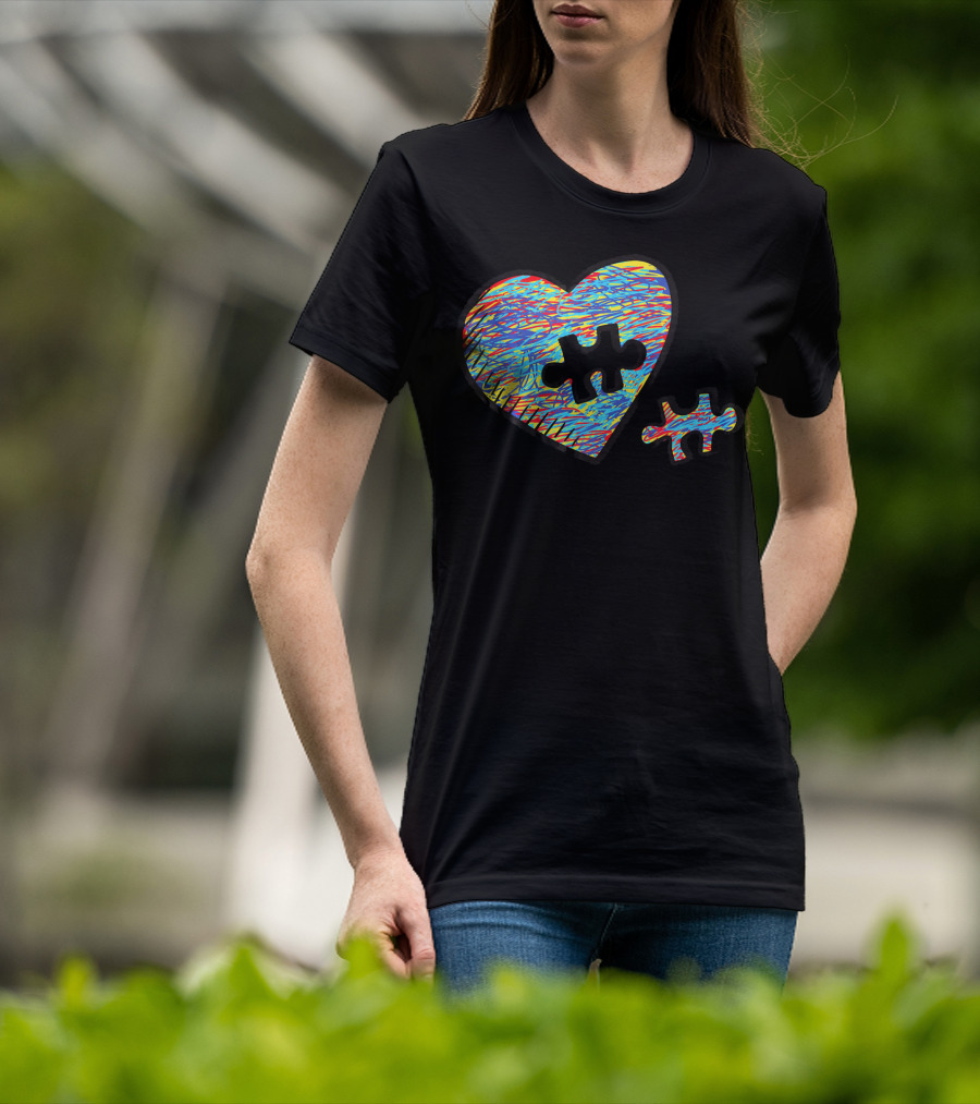 Autism Awareness Superpower Heart Puzzle Piece T-Shirt