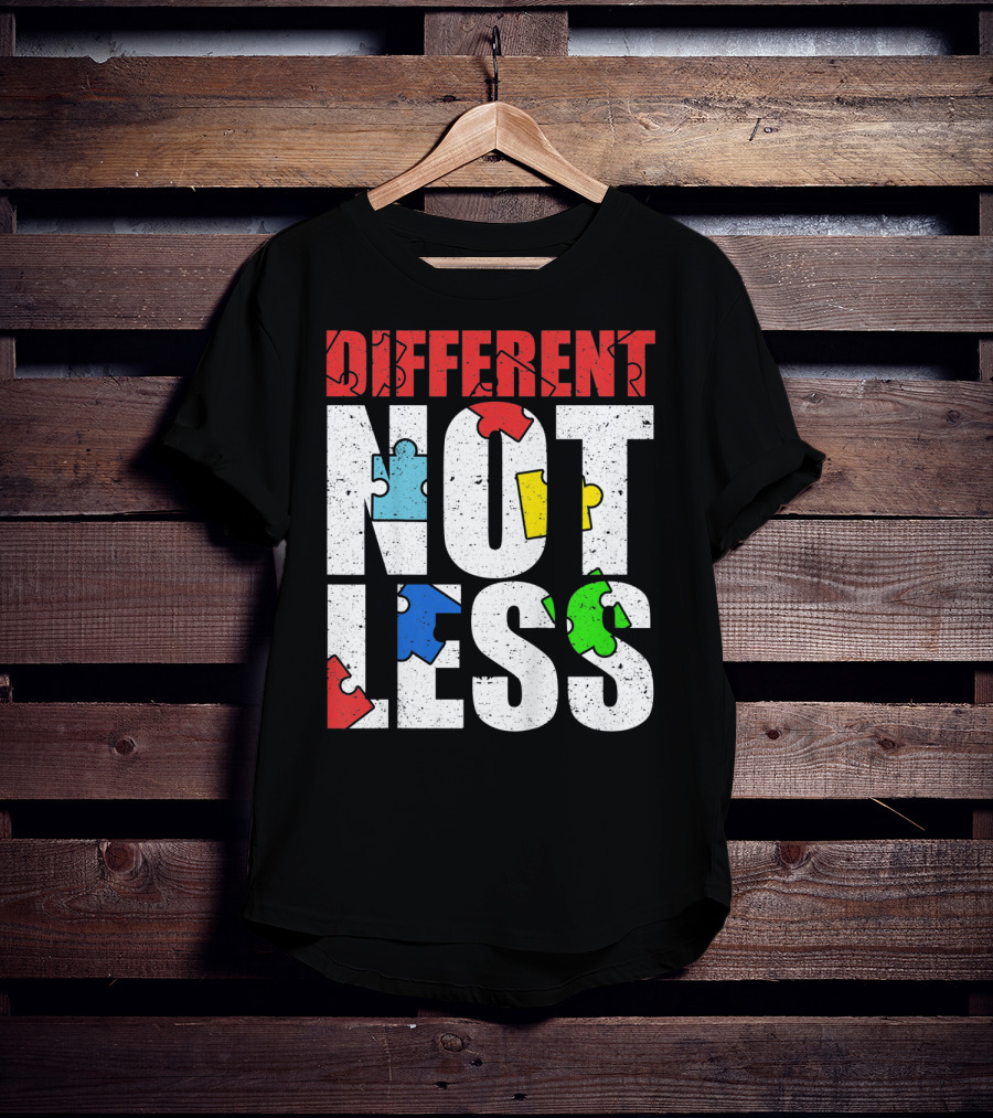 Kids Autism Awareness Different Not Less Puzzle Pieces T-Shirt