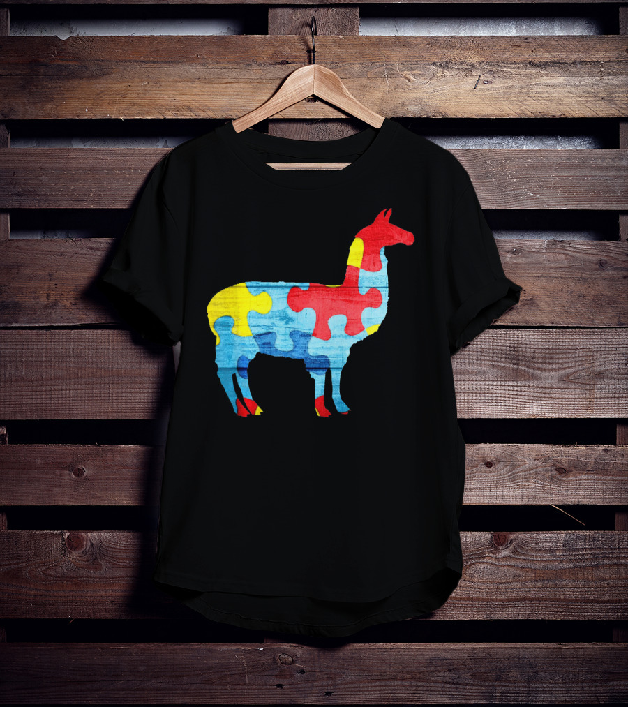 Autism Awareness Puzzle Llama Multicolor T-Shirt