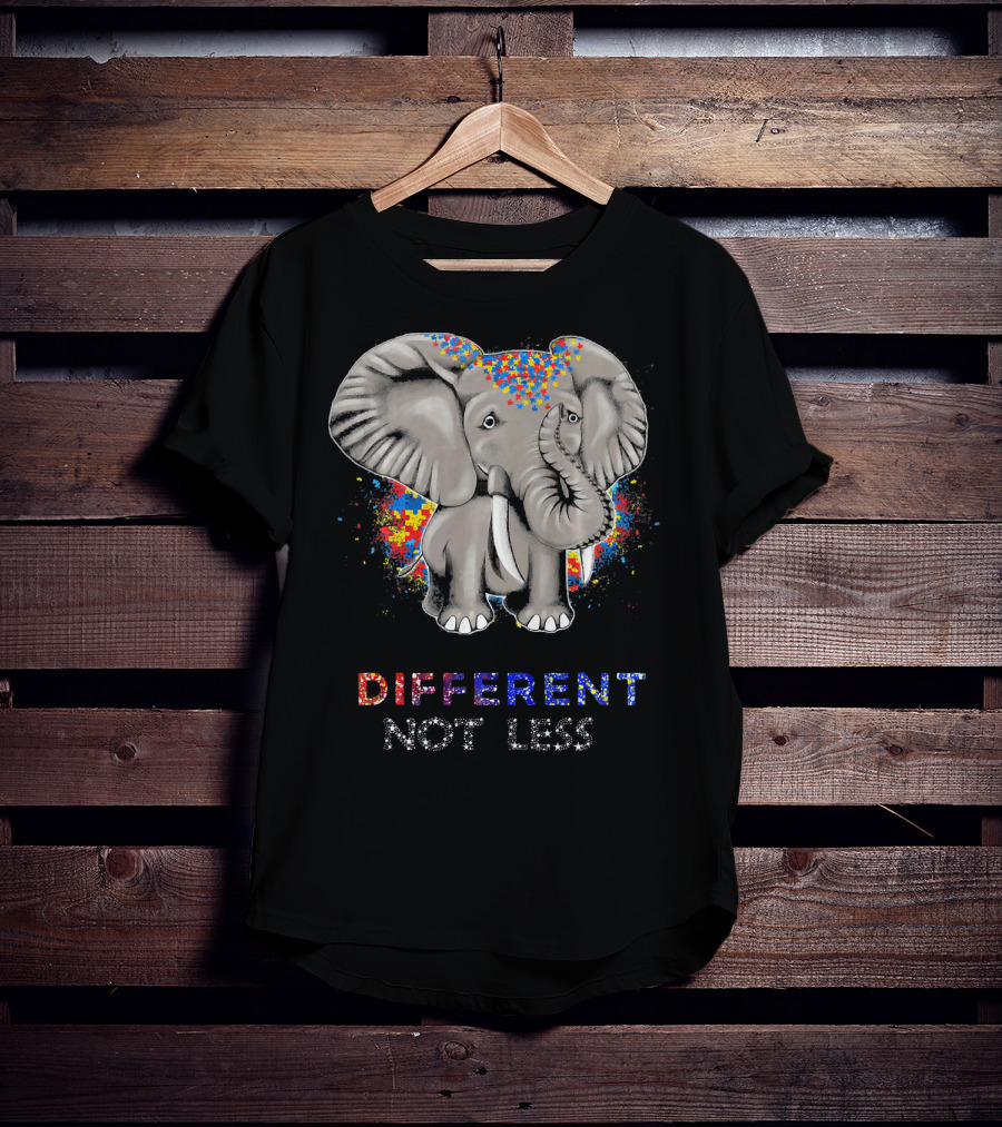 Different Not Less Autism Awareness Elephant T-Shirt