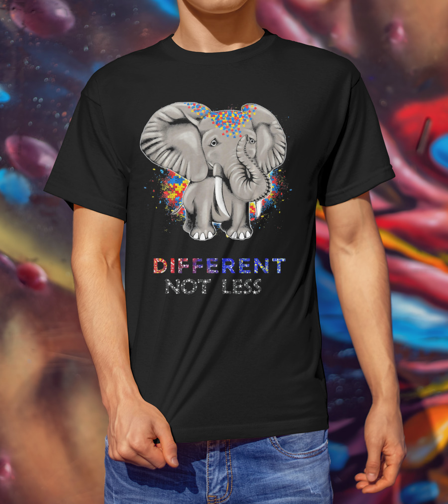 Different Not Less Autism Awareness Elephant T-Shirt