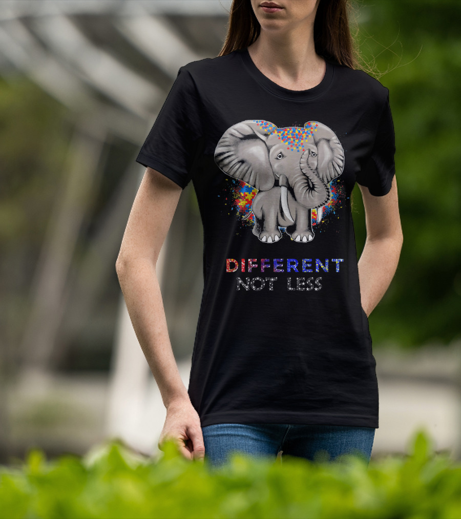 Different Not Less Autism Awareness Elephant T-Shirt