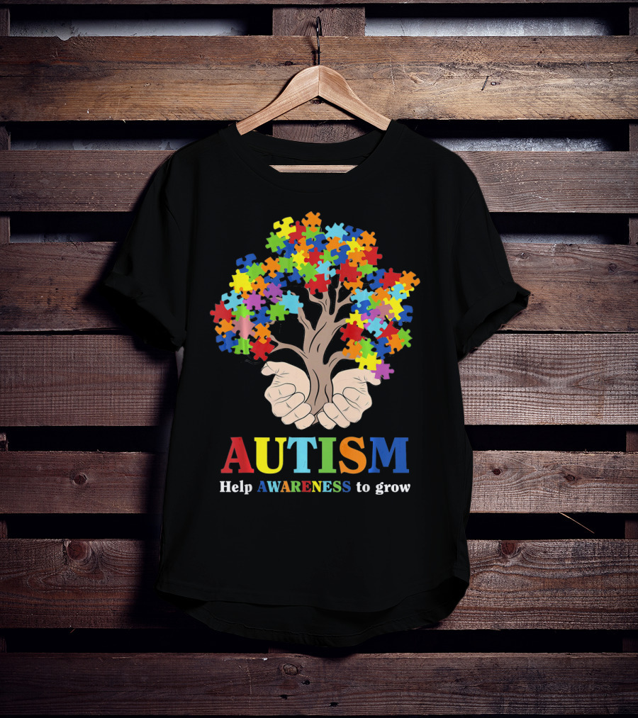 AUTISM Help Awareness To Grow With Puzzle Piece Tree T-Shirt