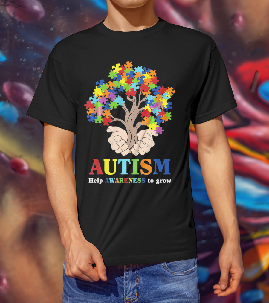 AUTISM Help Awareness To Grow With Puzzle Piece Tree T-Shirt