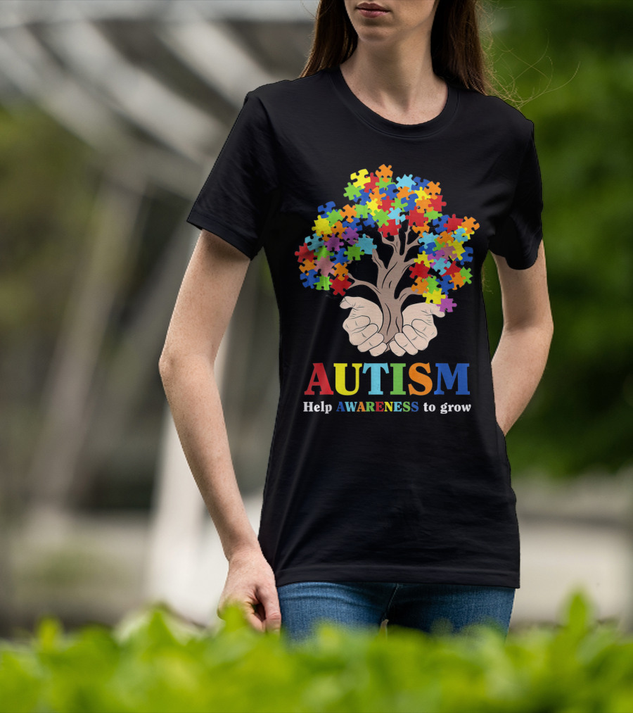 AUTISM Help Awareness To Grow With Puzzle Piece Tree T-Shirt