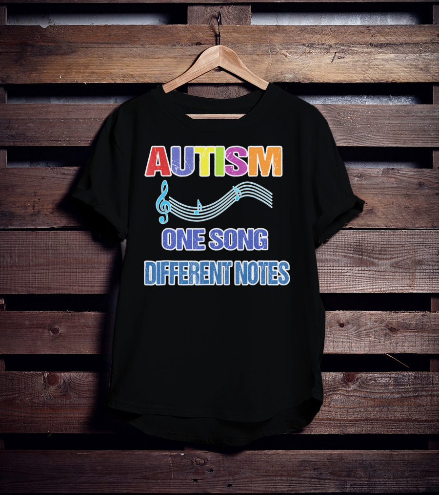 Autism One Song Different Notes Musical Clef T-Shirt